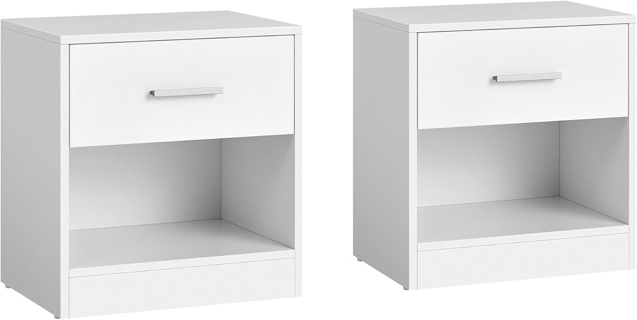 Set 2 noptiere, Vasagle, 45x35x58.3 cm, PAL, max 75 kg, alb mat - imagine 7